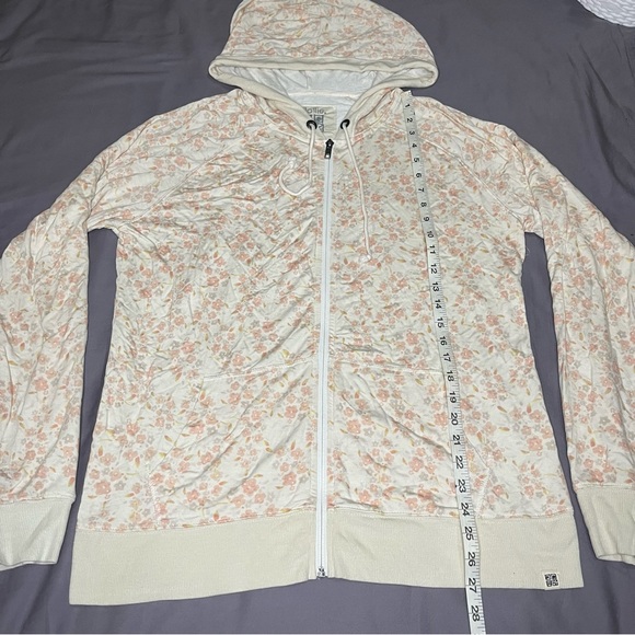 Nollie size XL tan & pink floral light weight zip up jacket with hood - Picture 6 of 6